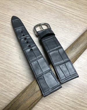 Image of Grey Double Alligator classic watch strap