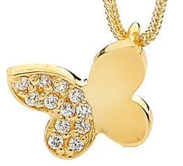 Image of Single Butterfly - Bracelet Charm in 9ct Solid Yellow Gold with Diamonds