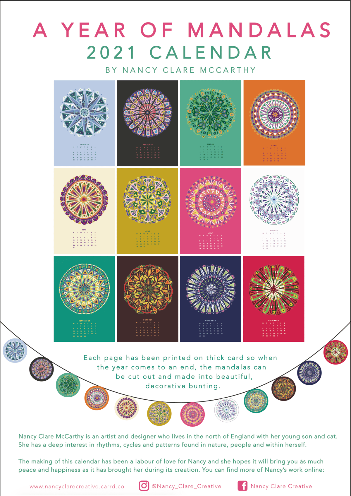 'A Year of Mandalas' 2021 Calendar - PREORDER 