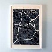 Image of Black Silk-Screen Printed Map of LA