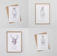 Image 1 of Hand Finished Christmas Party Animal Bundle - 8 Cards