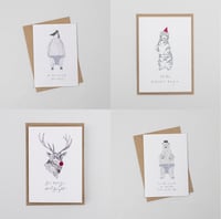 Image 1 of Hand Finished Christmas Party Animal Bundle - 8 Cards 