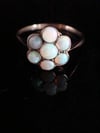 Edwardian 9ct yellow gold solid natural opal cluster ring
