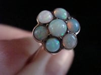 Image 3 of Edwardian 9ct yellow gold solid natural opal cluster ring
