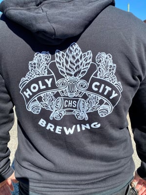 Black Zip-Up Hoodie - Hops Logo