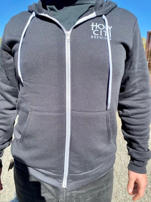 Black Zip-Up Hoodie - Hops Logo