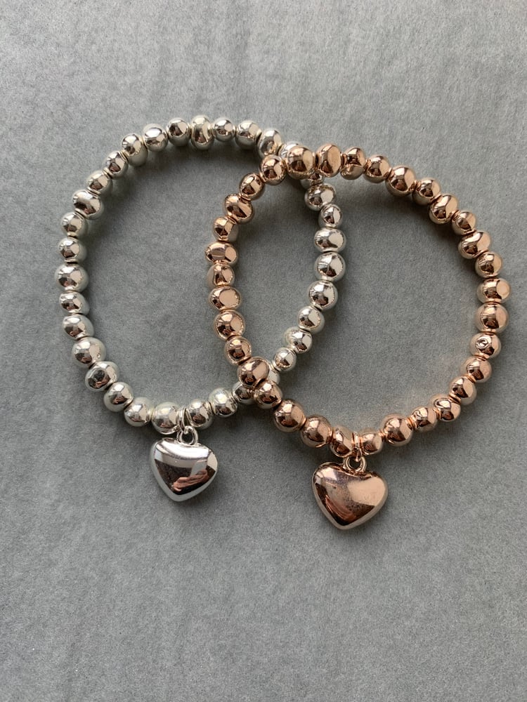 Image of Bead Bracelet with heart charm