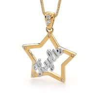 Custom Star Name Pendant - 9ct Solid Yellow Gold with Cubic Zirconia's
