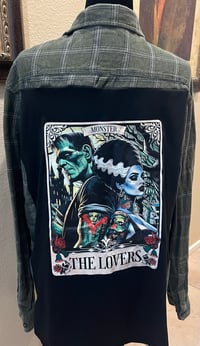 Vintage Green/Gray Flannel Shirt Lovers Frankenstein and his Bride