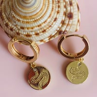 Image 2 of Snake drop Huggie Hoops