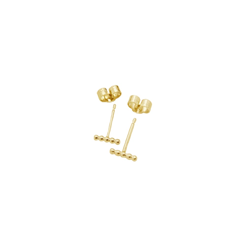 Image of 9ct solid gold beaded bar studs