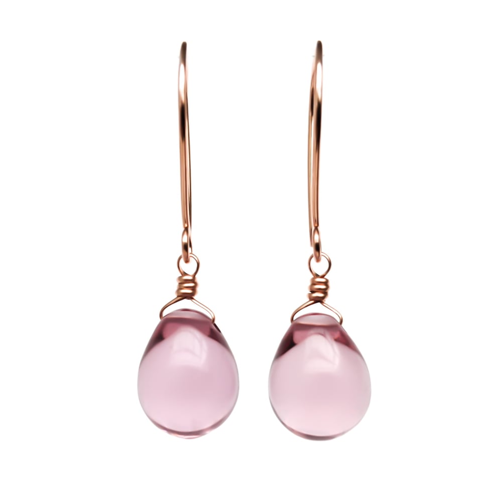 Image of Pale purple glass drop earrings