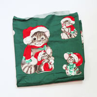 Image 4 of cat and mouse 5T Christmas long sleeve holiday dress vintage fabric long-sleeved xmas cute Santa