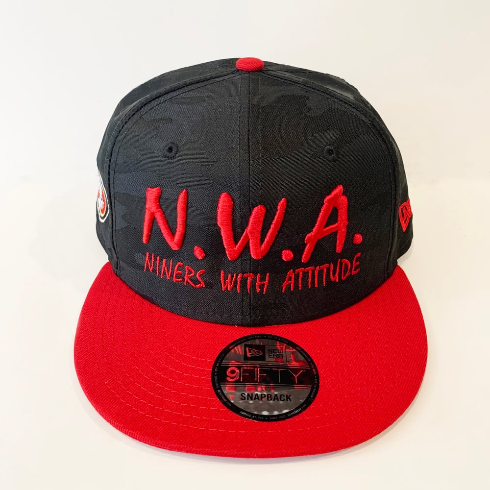 N.W.A. & New Era Black Camo w/ Red Bill Cotton Snapback w/ Red Stitching