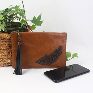 Image of Leather Phone Purse - Feather Tan