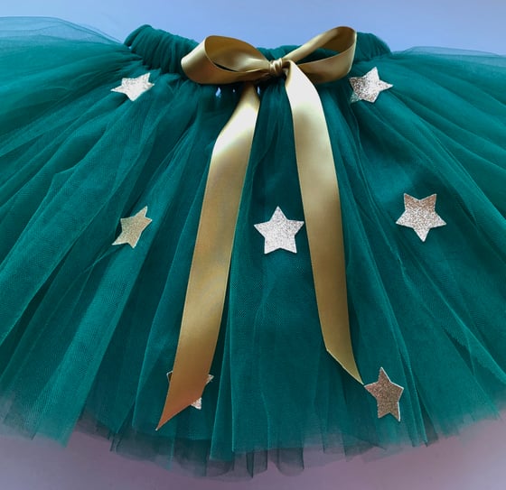 Image of Hunter Green tutu with Gold stars 