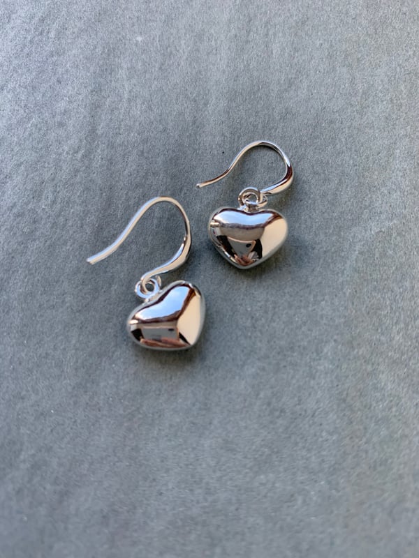 Image of Silver Heart Drop Earrings