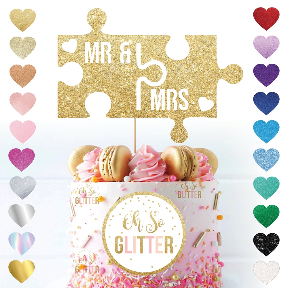 Image of Mr & Mrs Jigsaw Wedding Cake Topper