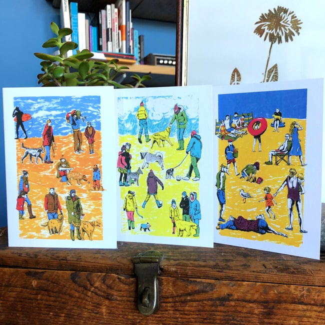 Beach people greetings cards