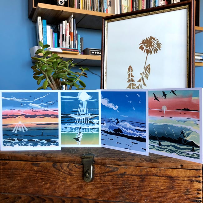 Wave project stencil greetings cards