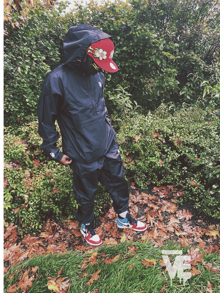 Black Unisex Windbreaker Set | Vintage Extinction