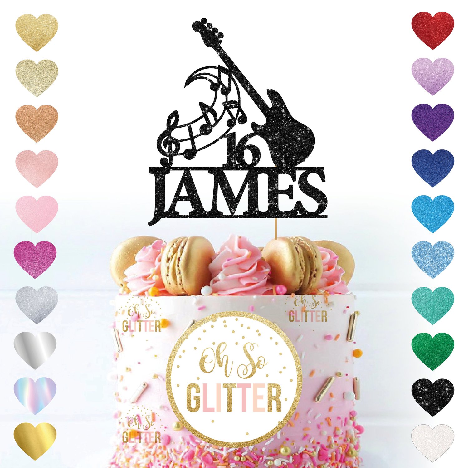 Image of Customised Guitar Name Age Cake Topper