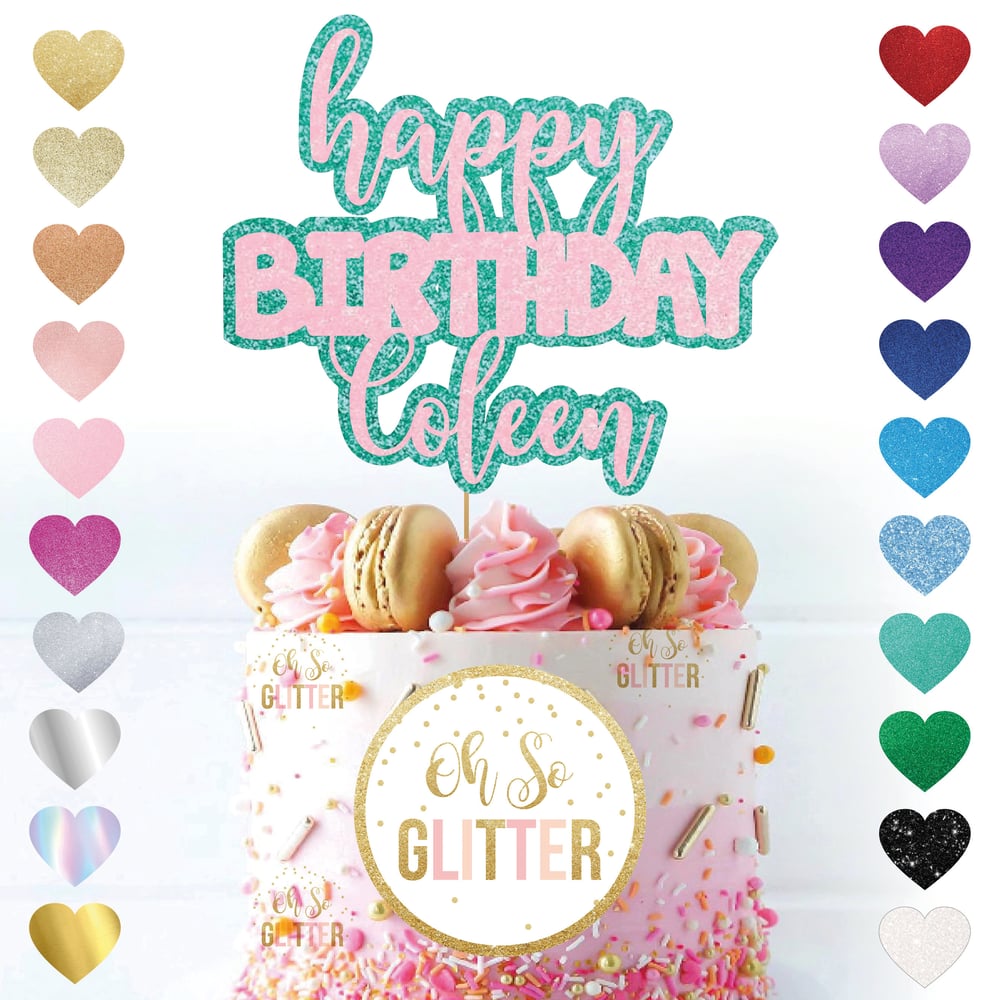 Image of Custom Happy Birthday Name Cake Topper