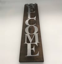 Image 2 of Welcome Sign with Block Text on Knotty Alder