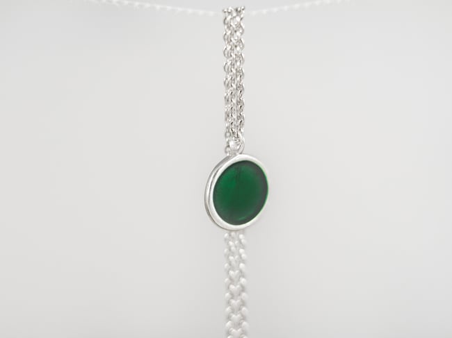 Light Round Pendant Silver Necklace - Various Colors