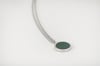 Light Round Pendant Silver Necklace - Green