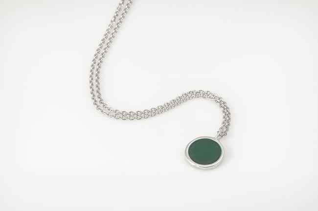 Light Round Pendant Silver Necklace - Various Colors