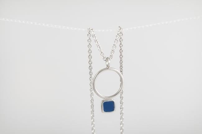 Light Circle Square Silver Necklace