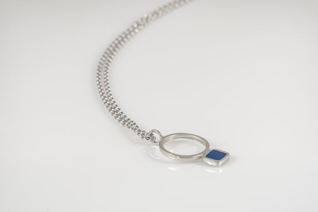 Light Circle Square Silver Necklace