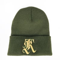 Beanie - green with yellow embroidered font