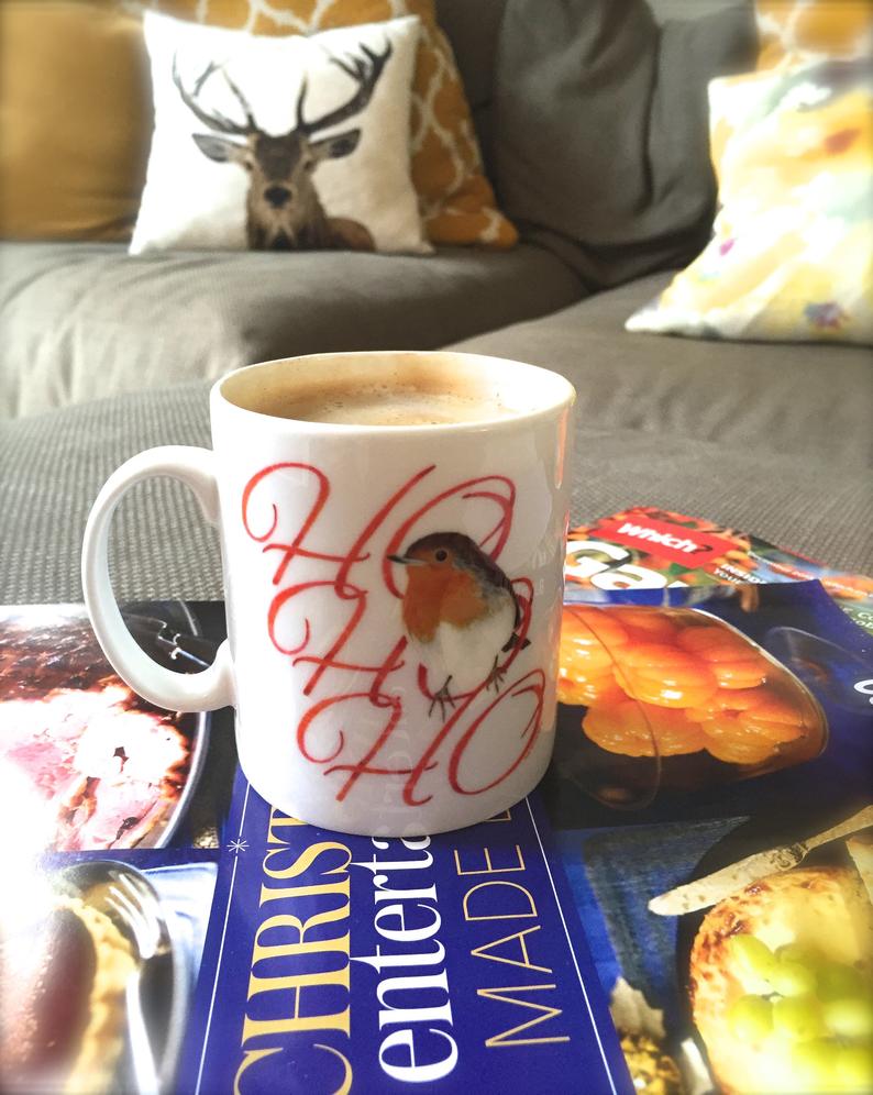 Image of Fine Bone China Robin mug with choccy treat & gift tag.