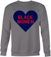 Gray/Navy and Red Heart Black Women Sweatshirt