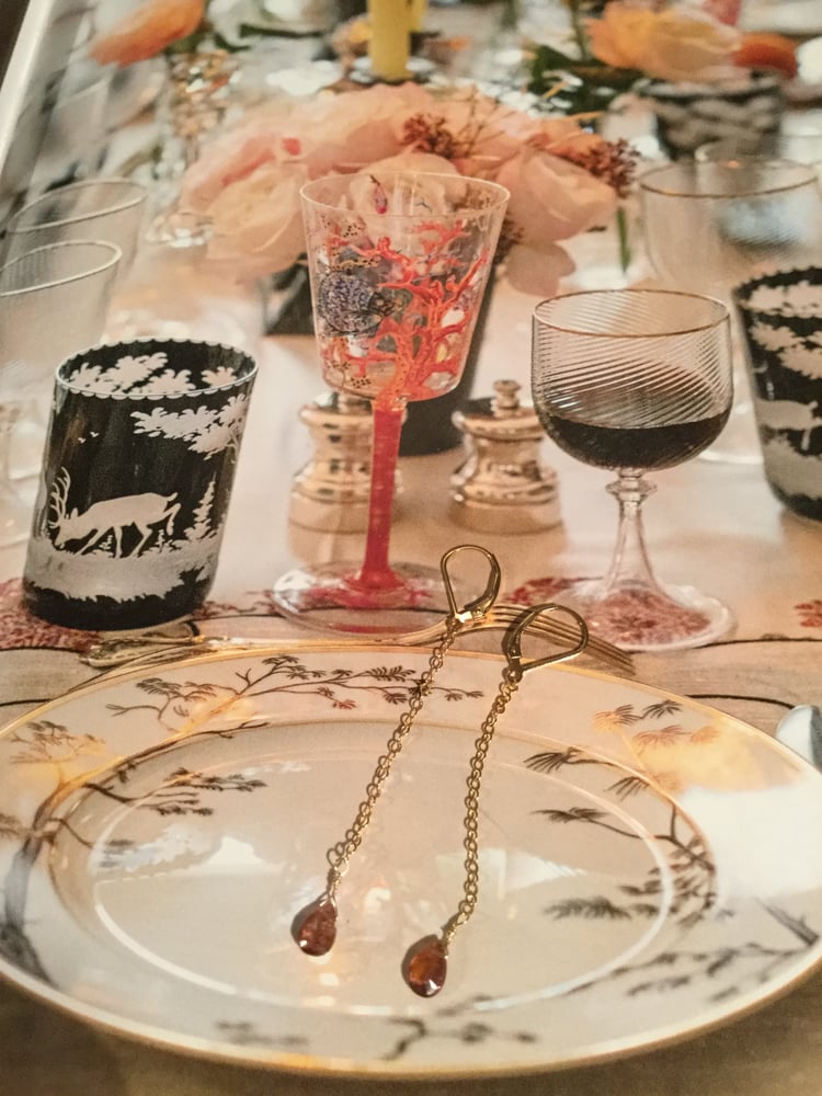 Image of Boucles d’oreilles précieuses en gold filled et tourmalines Suzanne bijoux 
