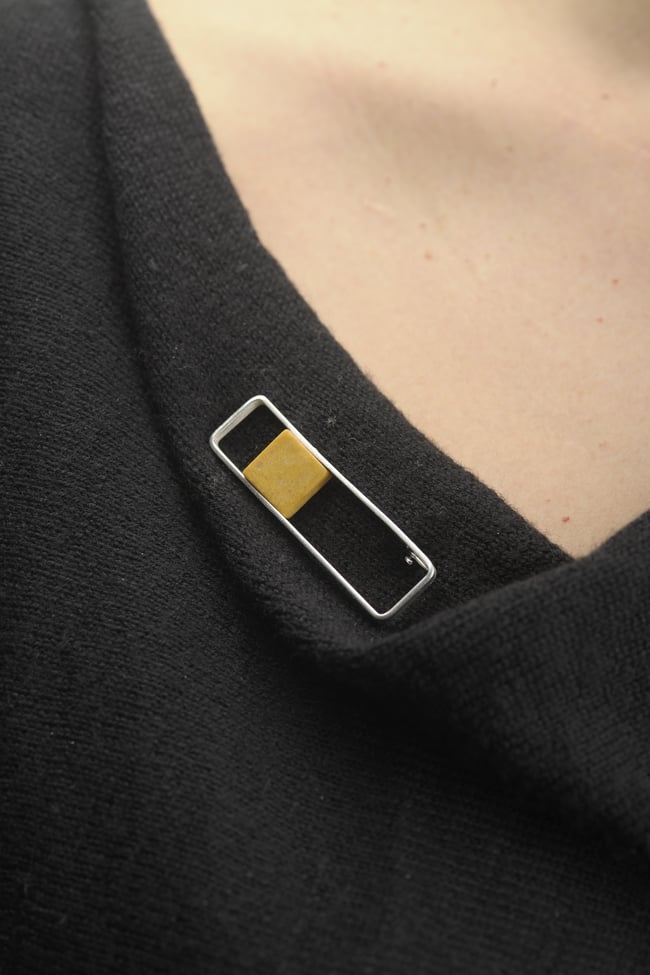 BROACH  silver - jasper  #024-01