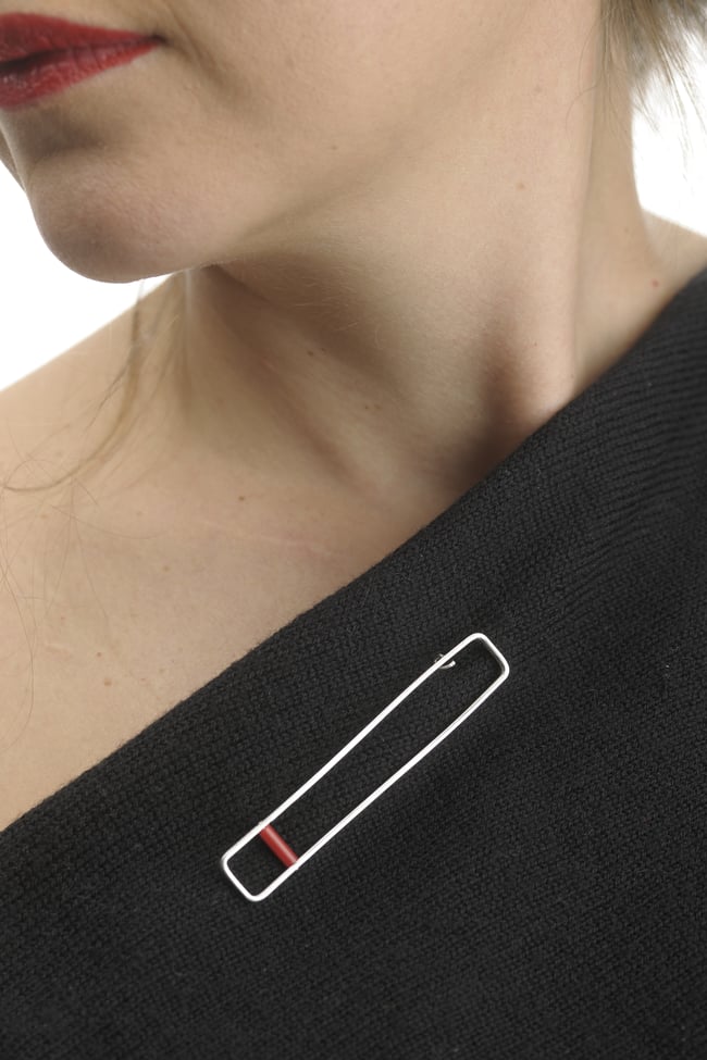 BROACH  silver - coral  #024-25