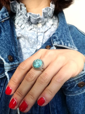 Image of Bague turquoise du tibet - taille 55 - ref. #6198 