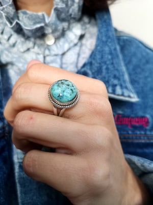 Image of Bague turquoise du tibet - taille 55 - ref. #6198 