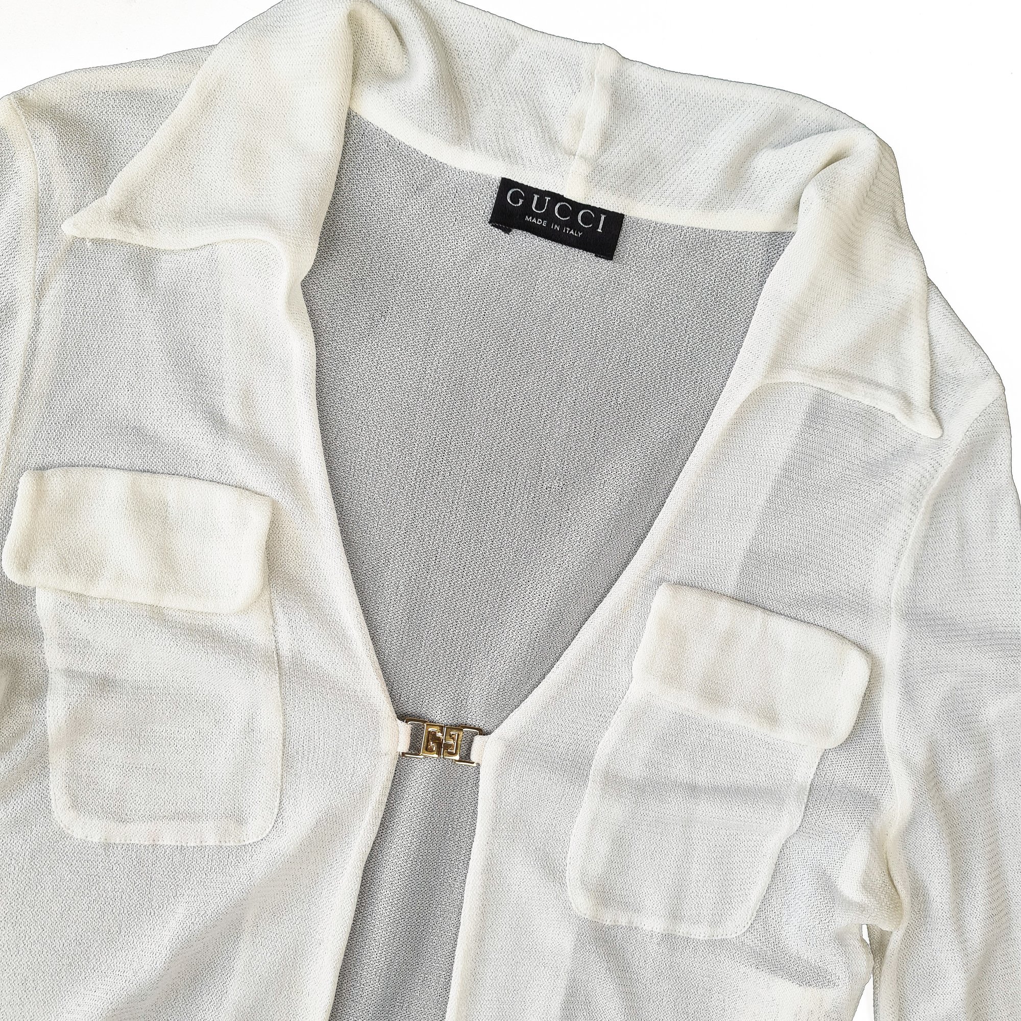 Image of Gucci by Tom Ford SS 1998 Sheer Logo Buckle Top