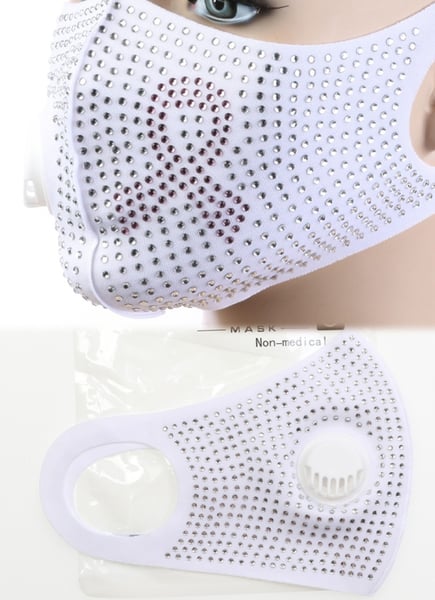Image of WHITE BREAST CANCER ADULT MASK 