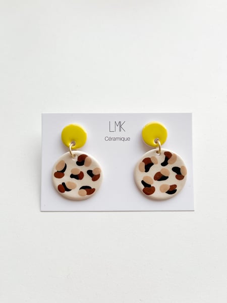 Image of Paire de boucles d’oreilles céramique BOURRACHES GRAOU citron