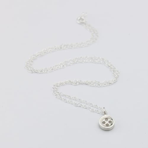 Image of Small silver button necklace, haberdashery necklace