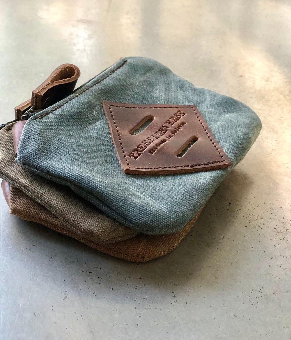 Waxed canvas small pouch / small zipper pouch / coin purse