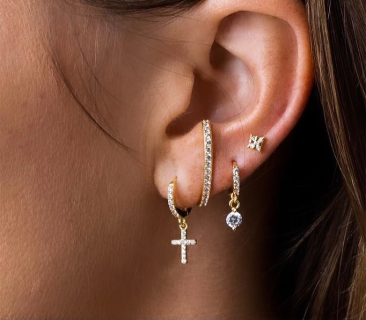 Image of Cross Huggy Hoops