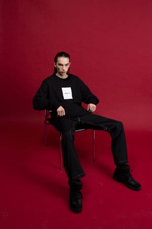 Image of NIGHT FLOW - Leather Box Logo Sweatshirt (Black)