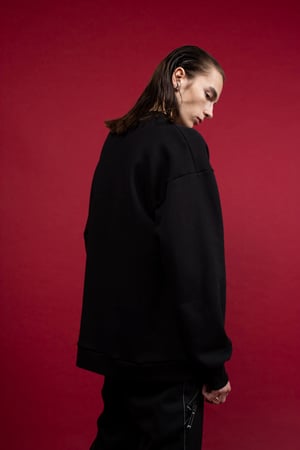 Image of NIGHT FLOW - Leather Box Logo Sweatshirt (Black)