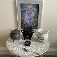 Image 1 of Cast Iron Cauldron, Cauldron Oil Burner, White Witch Mug & Spell Candle Holder
